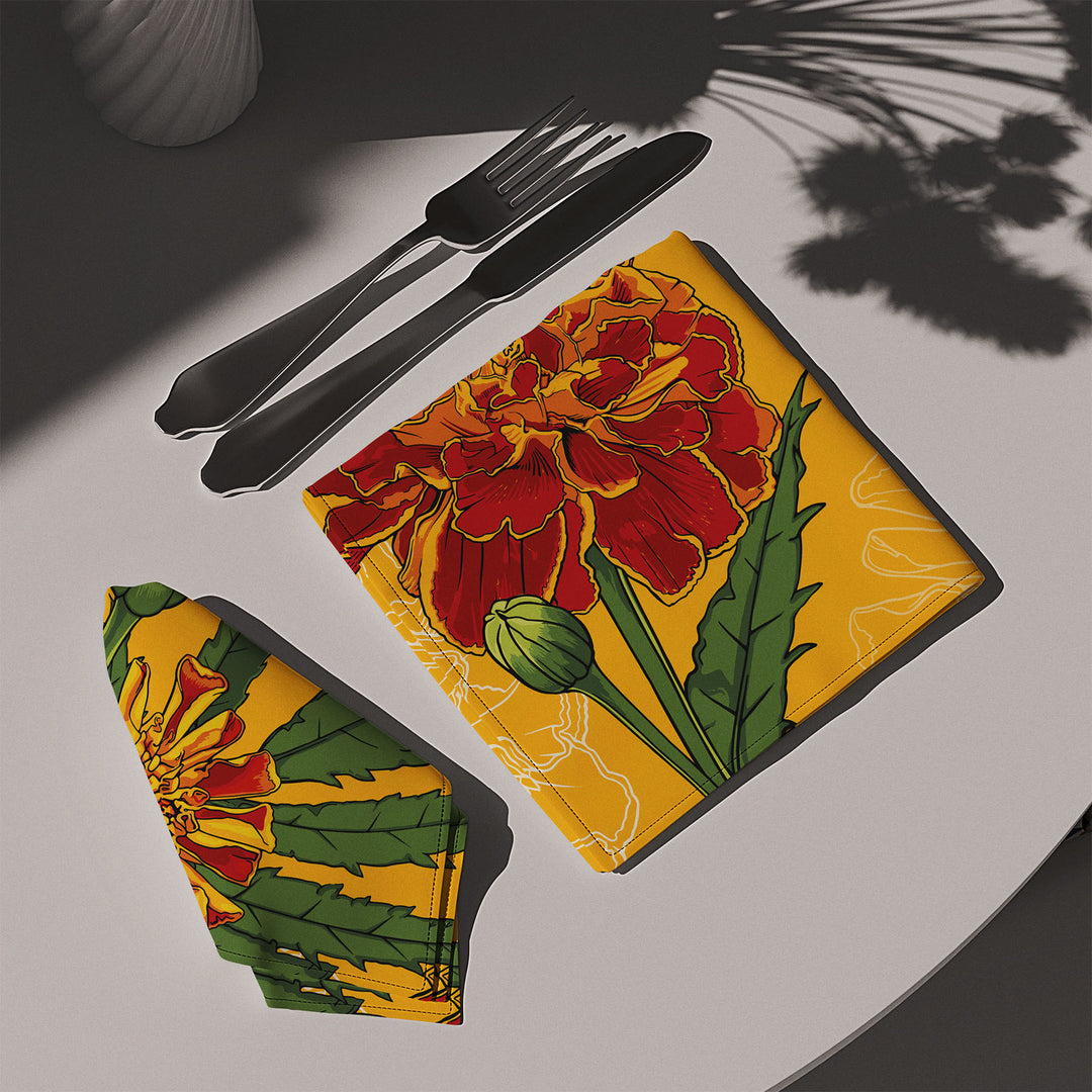 Marigold Cotton Twill Napkin — October Birth Month Flower