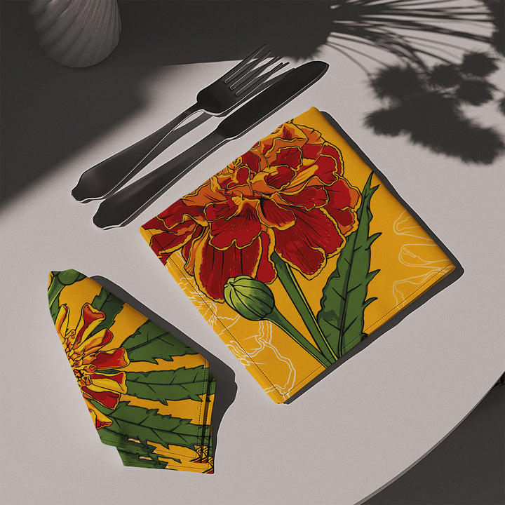 Marigold Cotton Twill Napkin — October Birth Month Flower