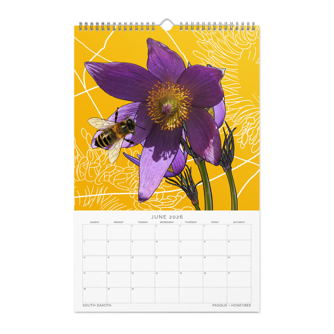 2026 State Flowers + Insects Wall Calendar – Midwestern States