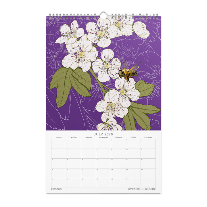 2026 State Flowers + Insects Wall Calendar – Midwestern States
