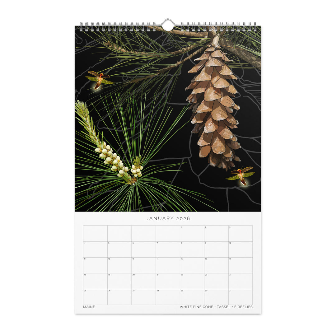 2026 State Flowers + Insects Wall Calendar – Northeastern States