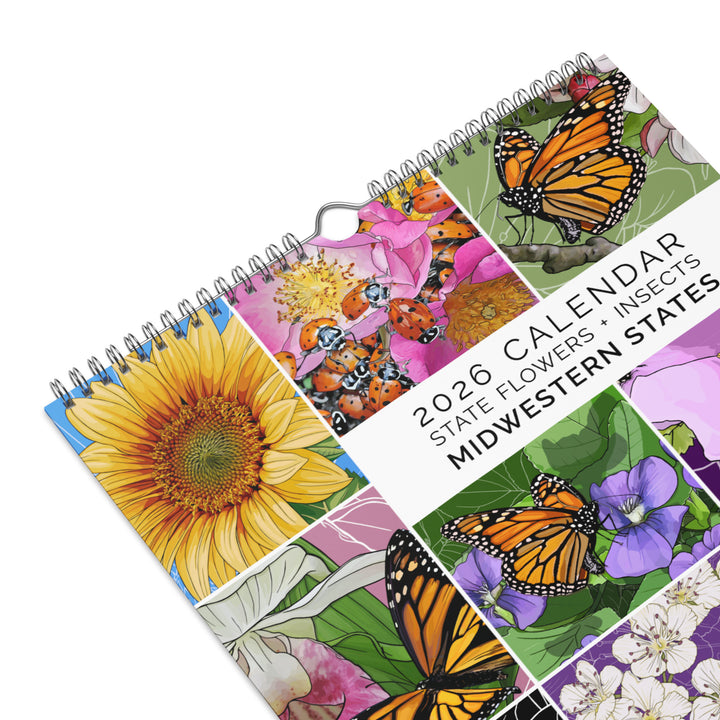 2026 State Flowers + Insects Wall Calendar – Midwestern States