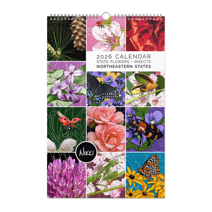2026 State Flowers + Insects Wall Calendar – Northeastern States