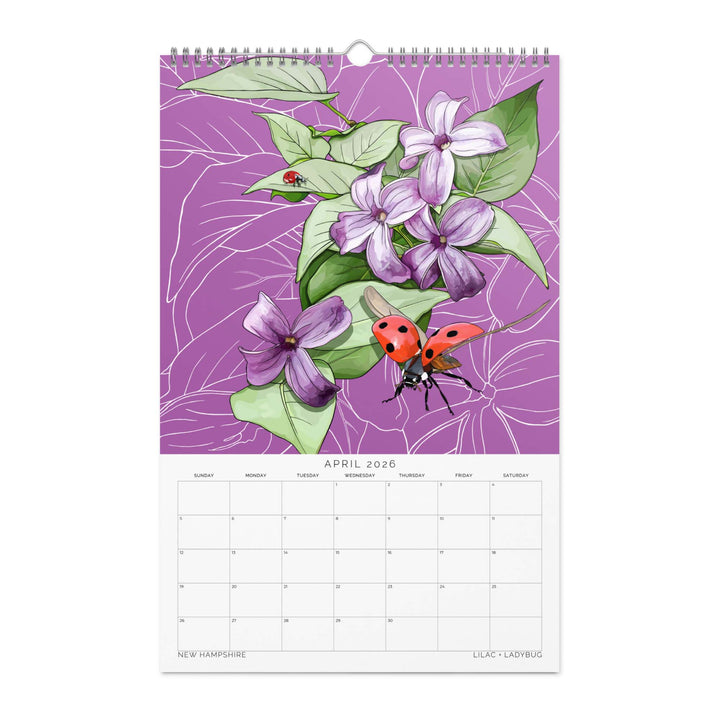 2026 State Flowers + Insects Wall Calendar – Northeastern States