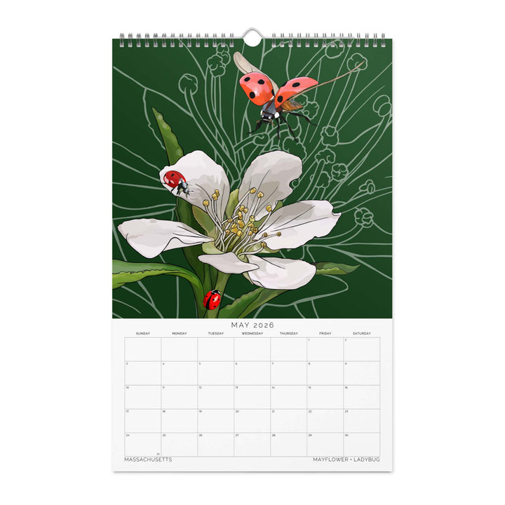 2026 State Flowers + Insects Wall Calendar – Northeastern States
