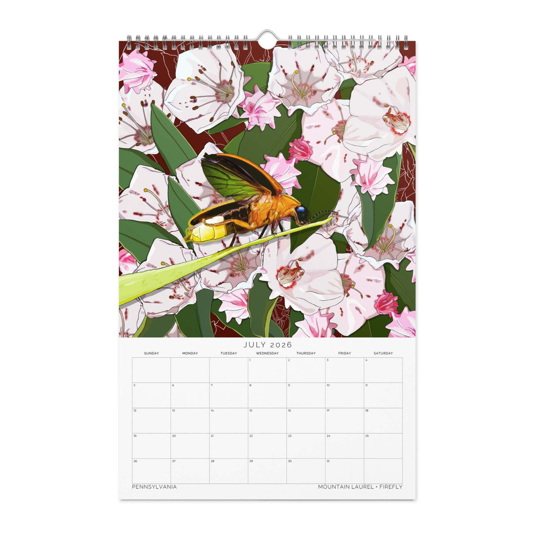 2026 State Flowers + Insects Wall Calendar – Northeastern States
