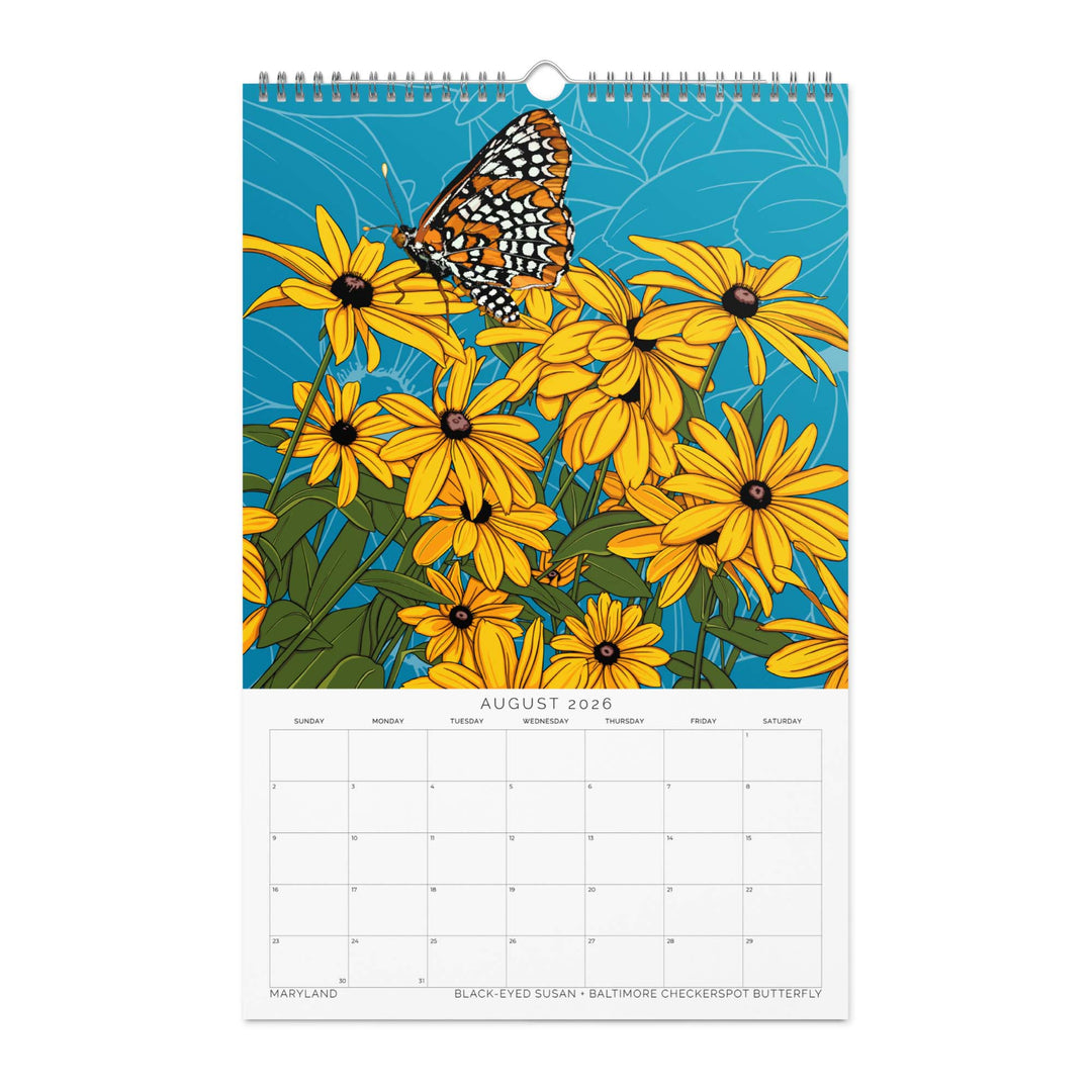 2026 State Flowers + Insects Wall Calendar – Northeastern States