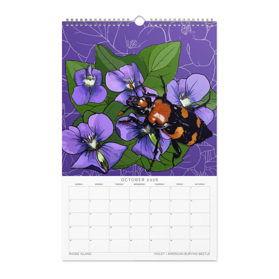 2026 State Flowers + Insects Wall Calendar – Northeastern States