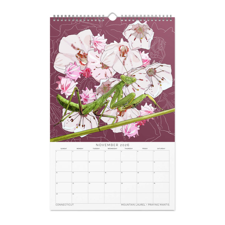 2026 State Flowers + Insects Wall Calendar – Northeastern States