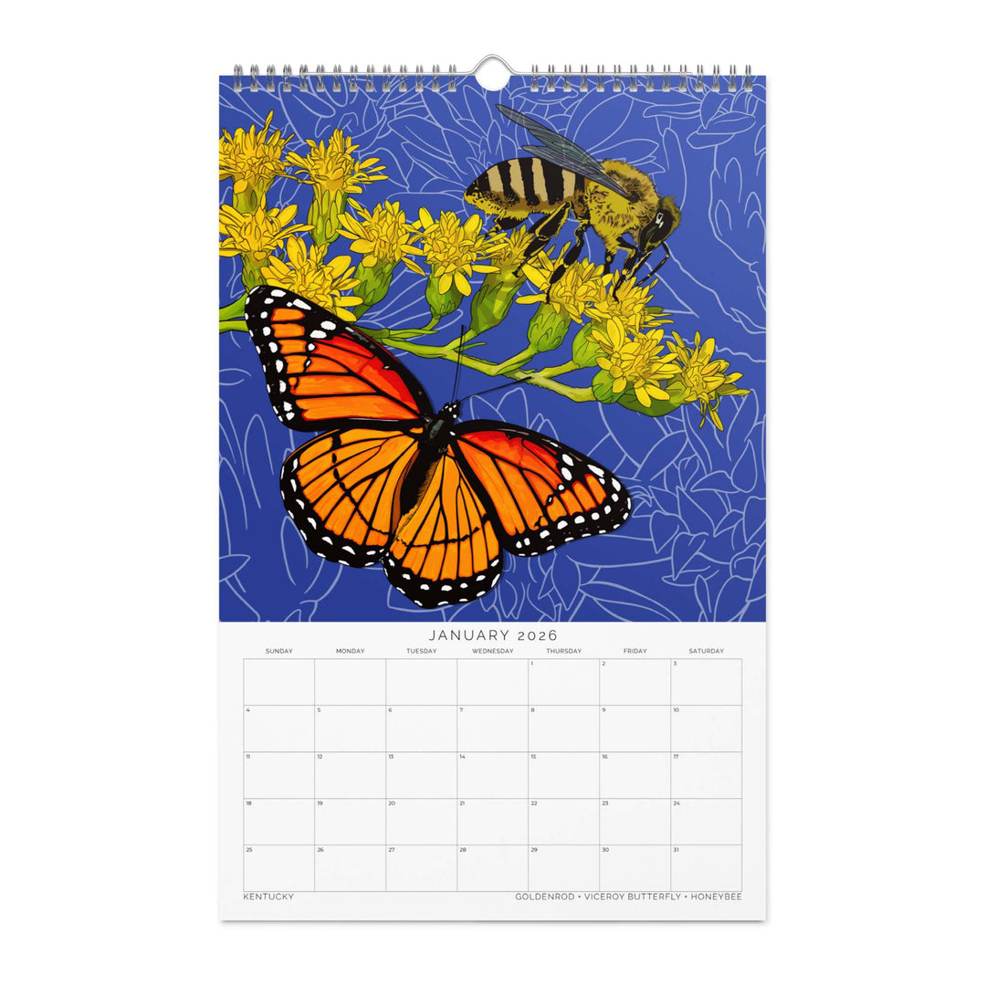 2026 State Flowers + Insects Wall Calendar – Southern States