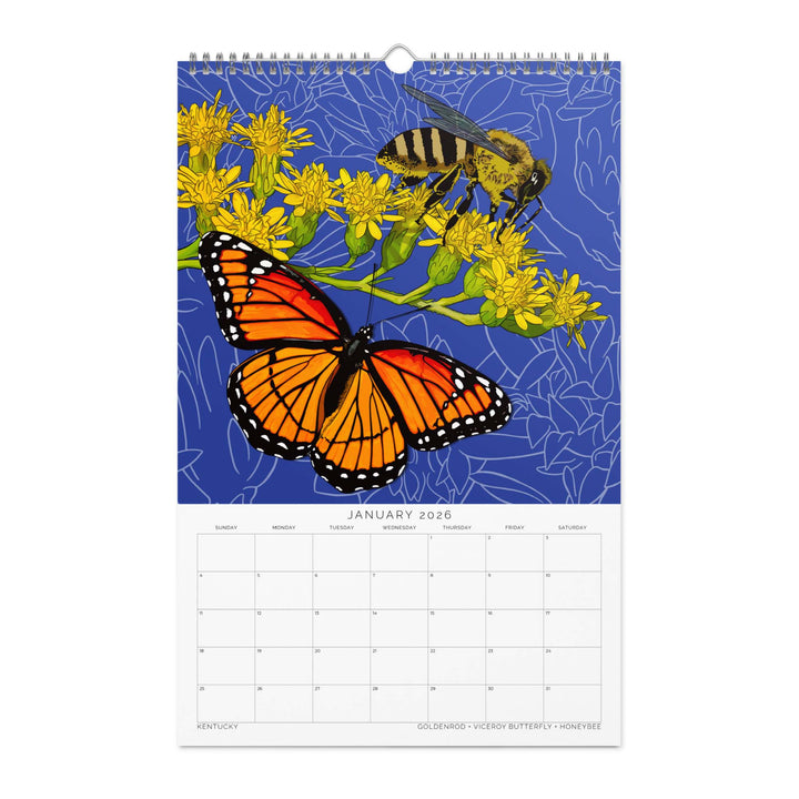 2026 State Flowers + Insects Wall Calendar – Southern States