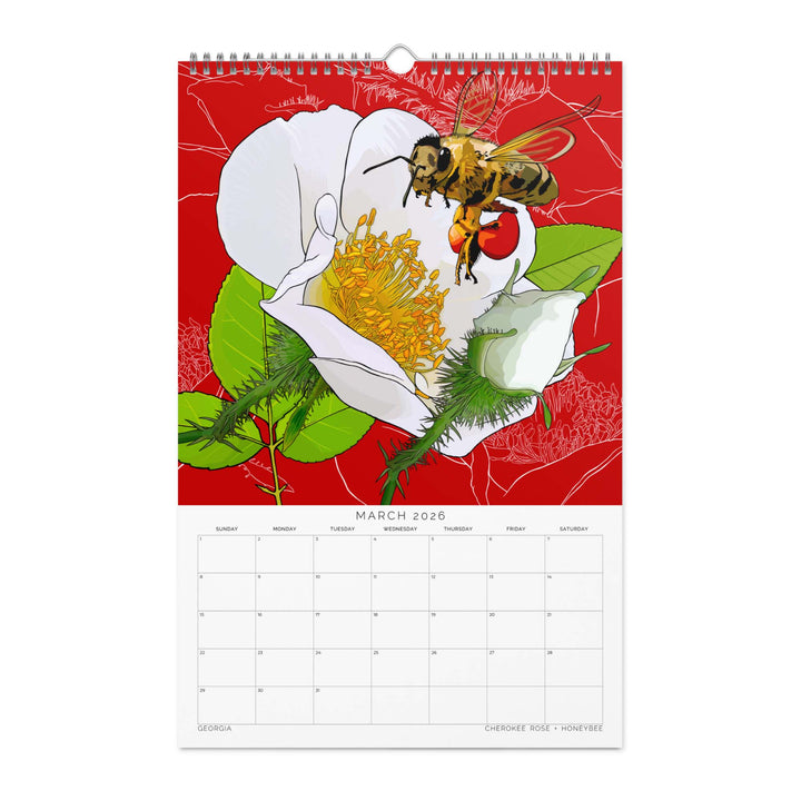 2026 State Flowers + Insects Wall Calendar – Southern States