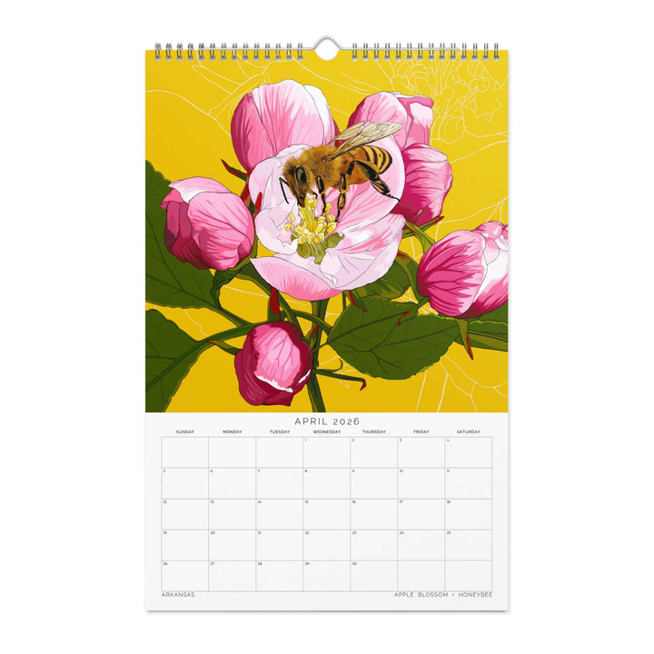 2026 State Flowers + Insects Wall Calendar – Southern States