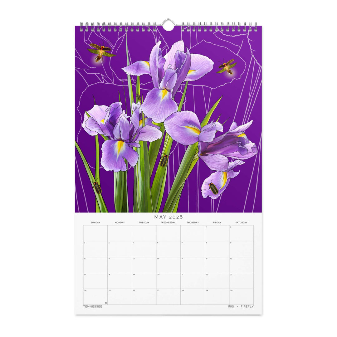 2026 State Flowers + Insects Wall Calendar – Southern States
