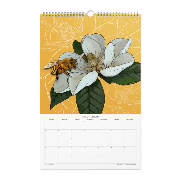 2026 State Flowers + Insects Wall Calendar – Southern States