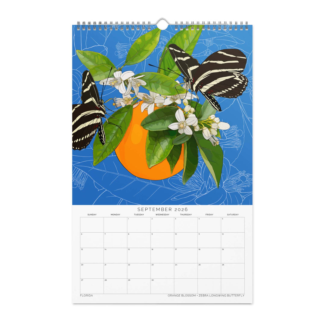 2026 State Flowers + Insects Wall Calendar – Southern States