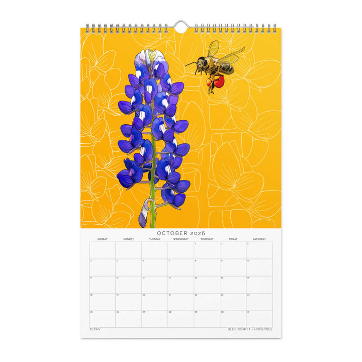 2026 State Flowers + Insects Wall Calendar – Southern States