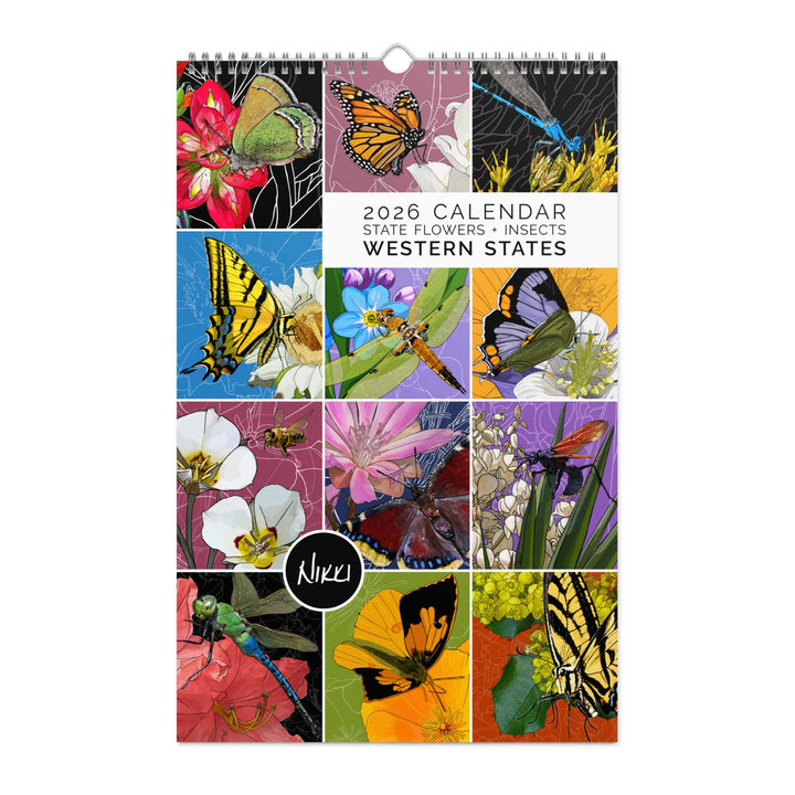 2026 State Flowers + Insects Wall Calendar – Western States