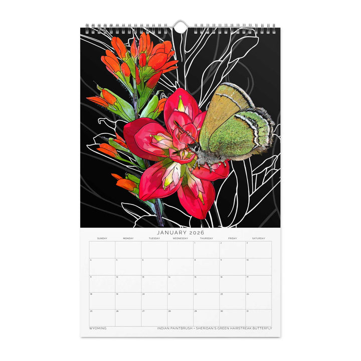 2026 State Flowers + Insects Wall Calendar – Western States