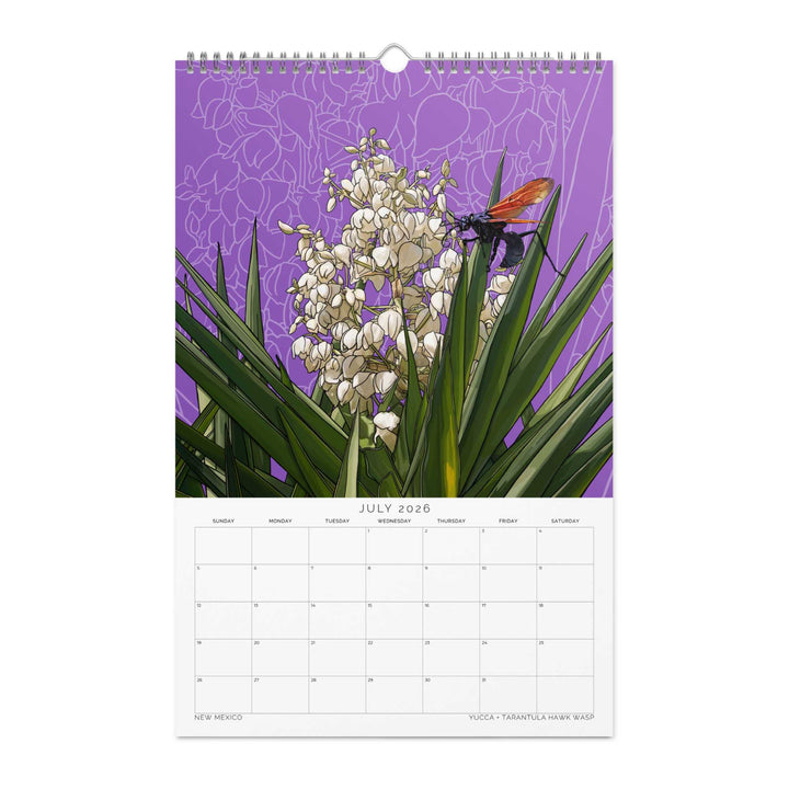 2026 State Flowers + Insects Wall Calendar – Western States
