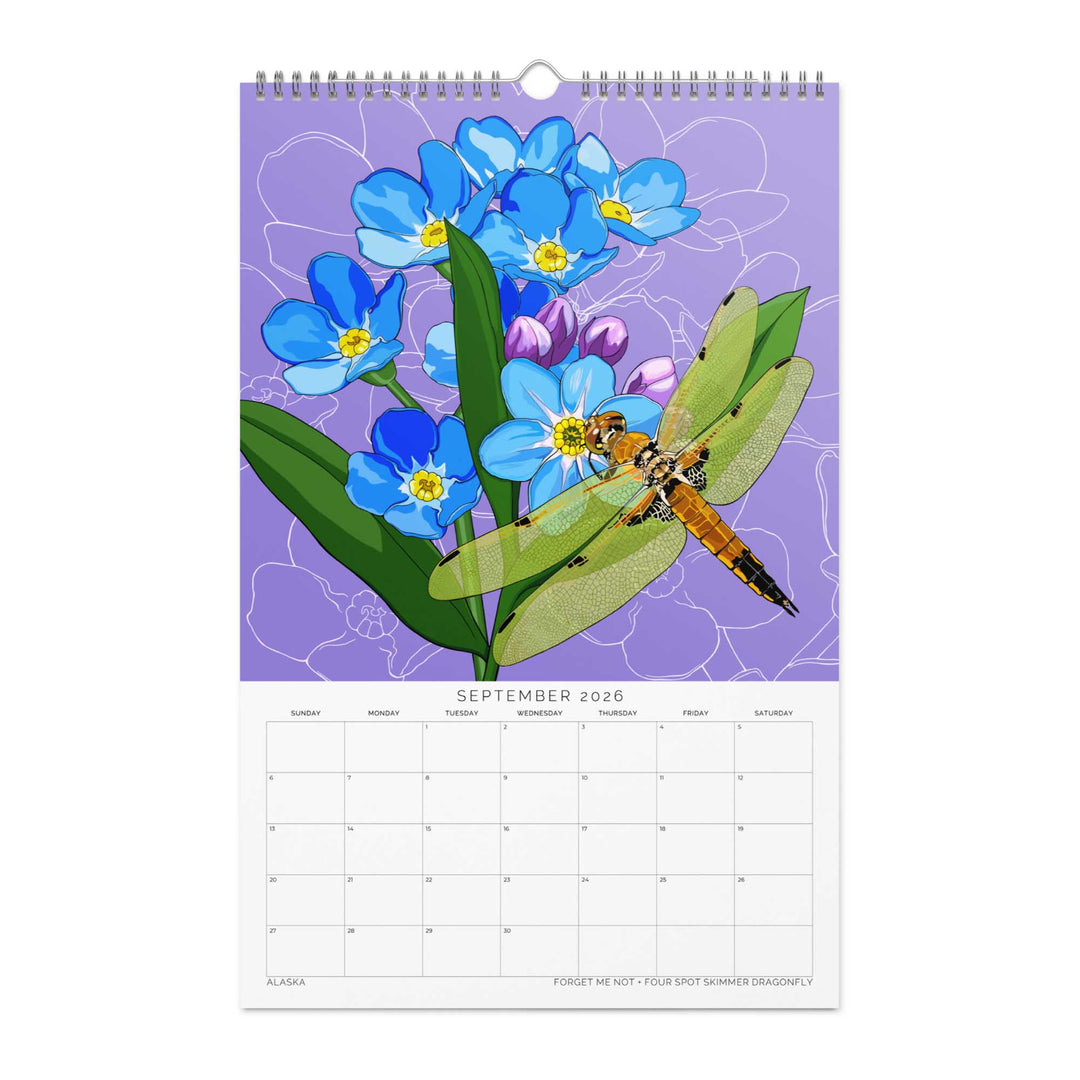2026 State Flowers + Insects Wall Calendar – Western States