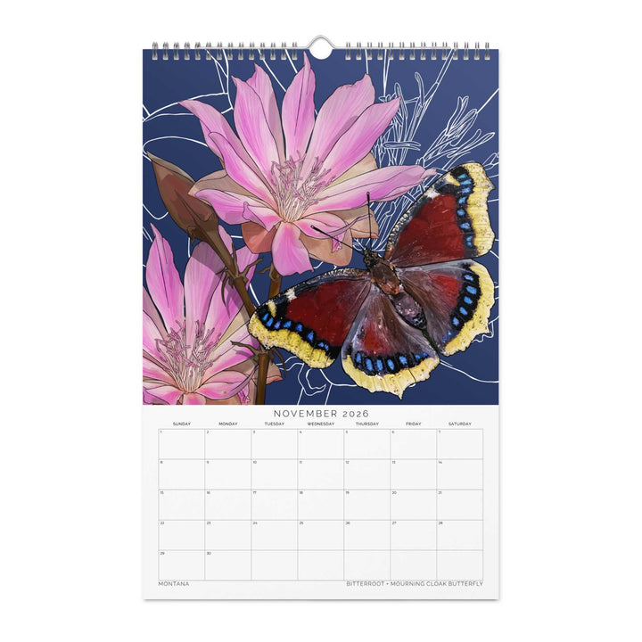 2026 State Flowers + Insects Wall Calendar – Western States
