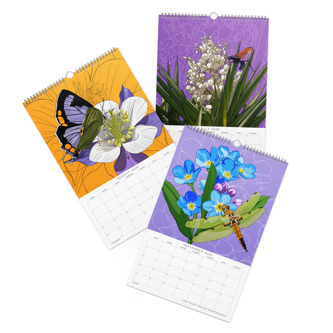 2026 State Flowers + Insects Wall Calendar – Western States